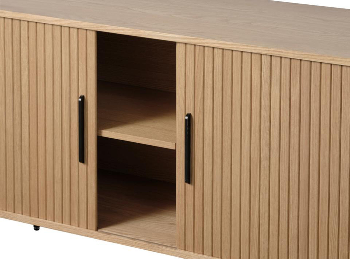 Commode Gativel lamelles 180 cm chêne naturel