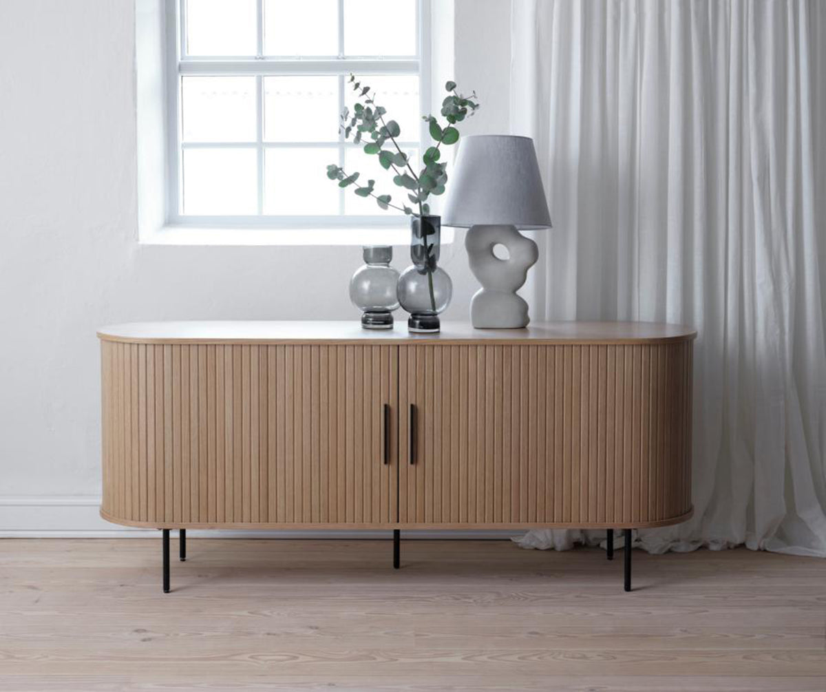 Commode Gativel lamelles 180 cm chêne naturel