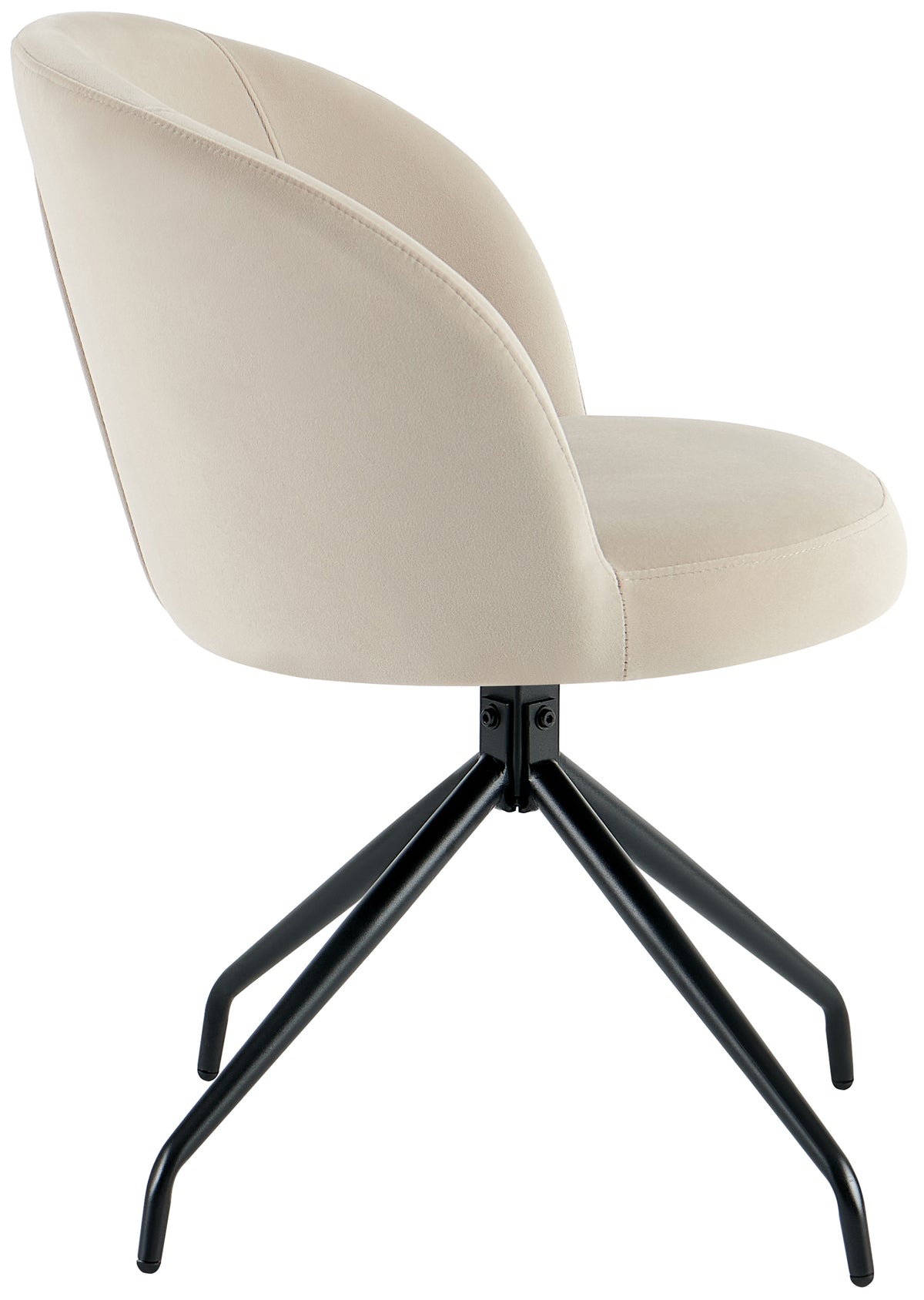 Chaise de salle à manger Virella pivotante en velours beige rembourré