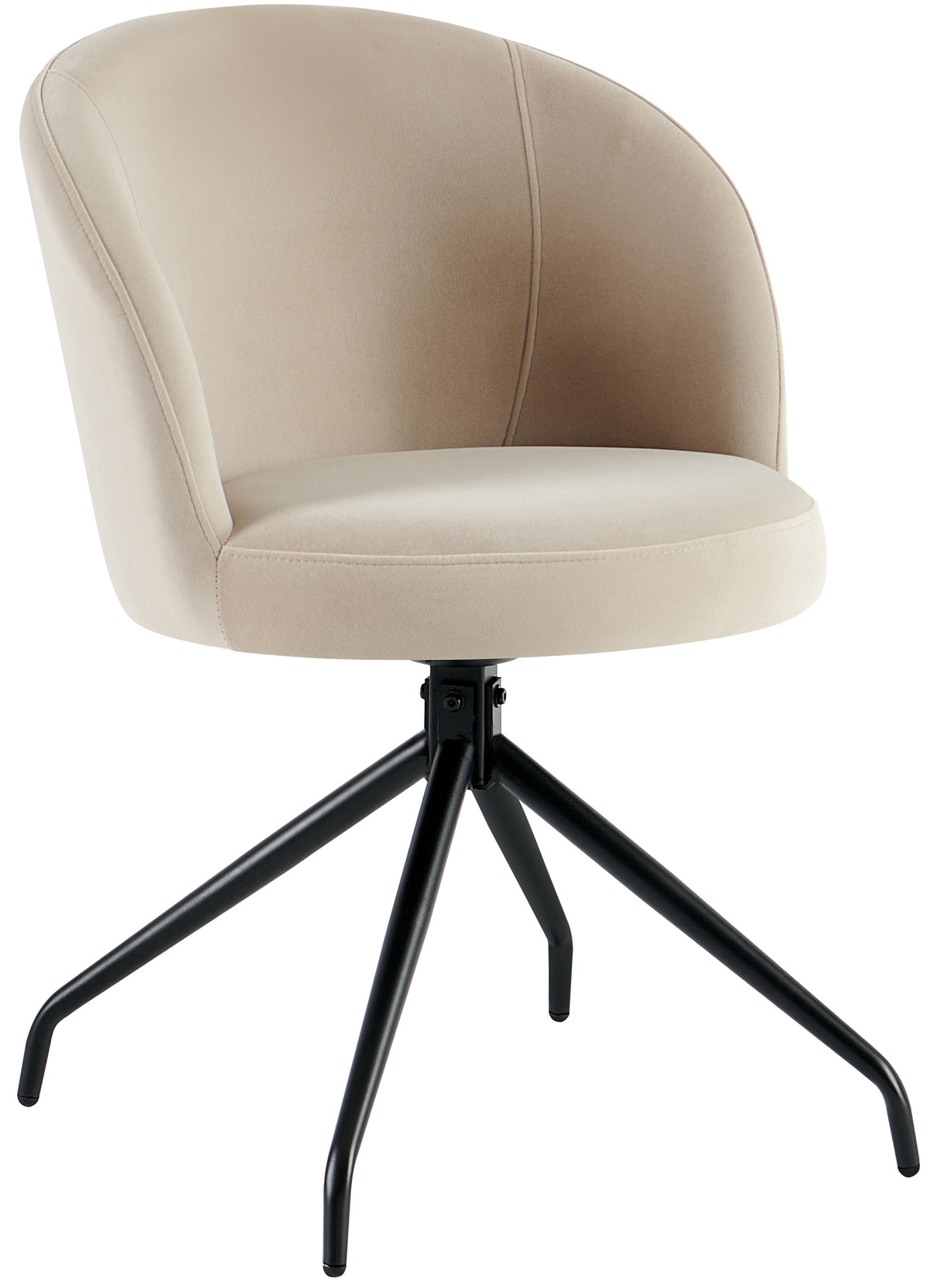 Chaise de salle à manger Virella pivotante en velours beige rembourré
