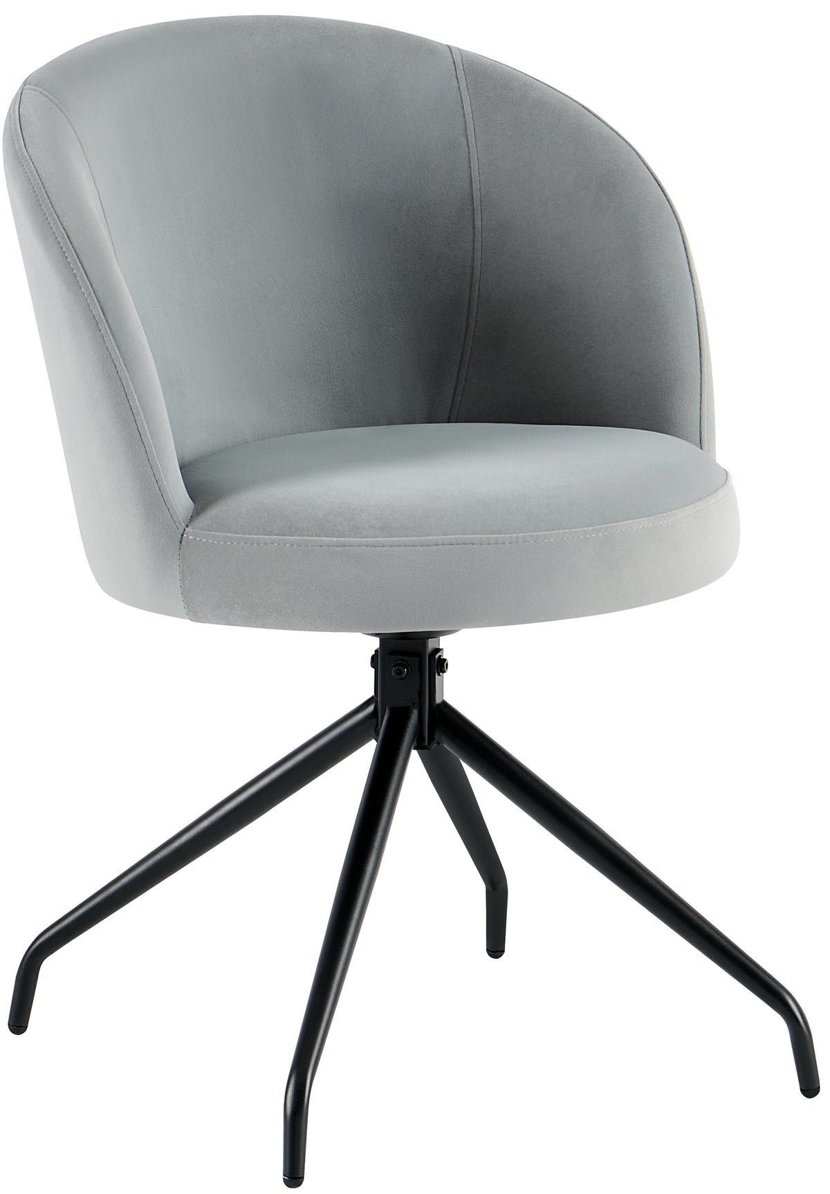 Chaise rembourrée de salle à manger Virella pivotante en velours gris
