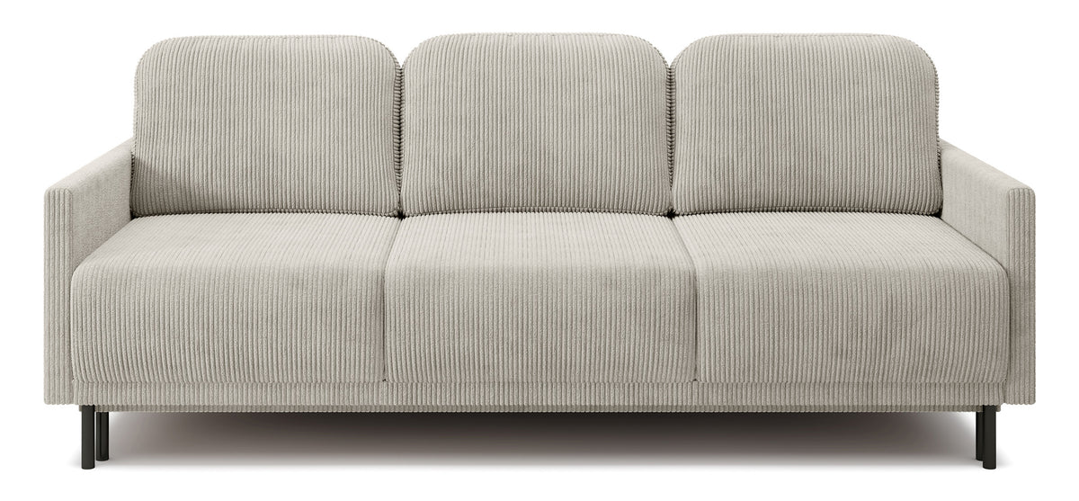 Canapé convertible 3 places Hamiel avec rangement en velours côtelé beige clair