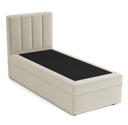 Kontinentalbett 90x200 cm Rinus mit Stauraum, grau-beiges Velours, wasserabweisend, rechtsseitig