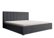 Lit tapissé 200x200 cm Rinus avec rangement, gris foncé en tissu hydrofuge