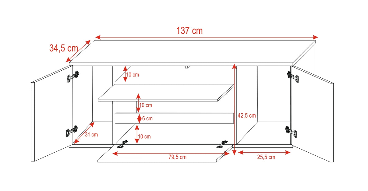 Meuble TV Bros Blanc mat / Blanc brillant