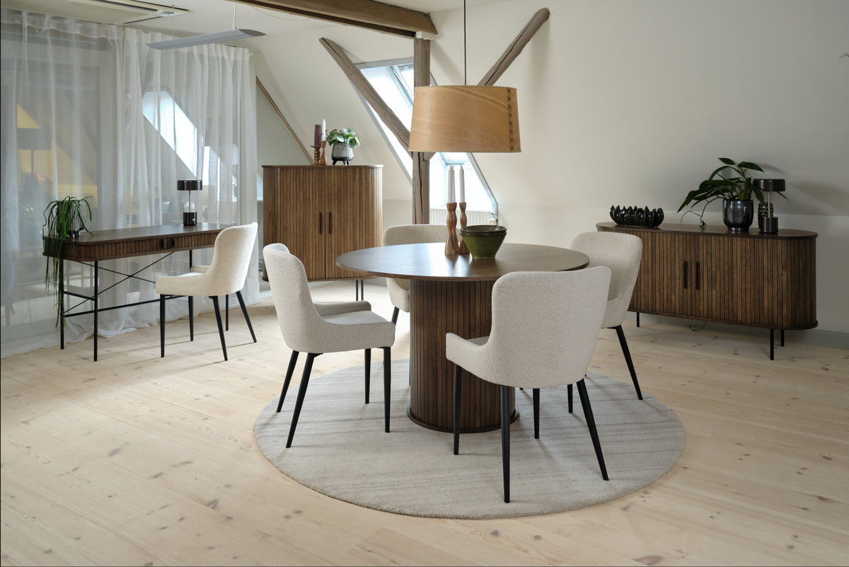 Schreibtisch Gativel 120x60 cm Lamellen in gebranntem Eichenholz