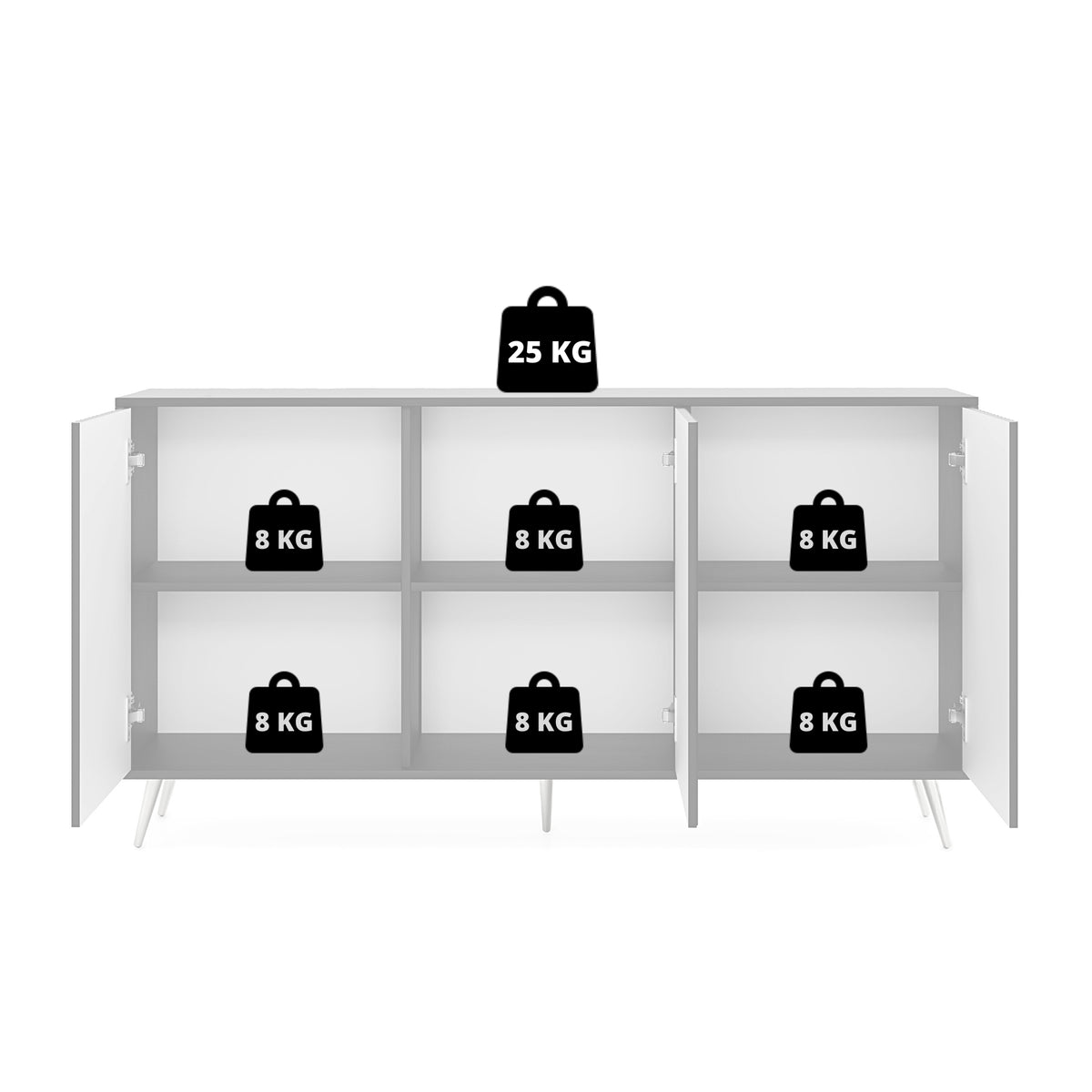 Commode Bello avec façades à lames 154 cm noire/chêne Wotan