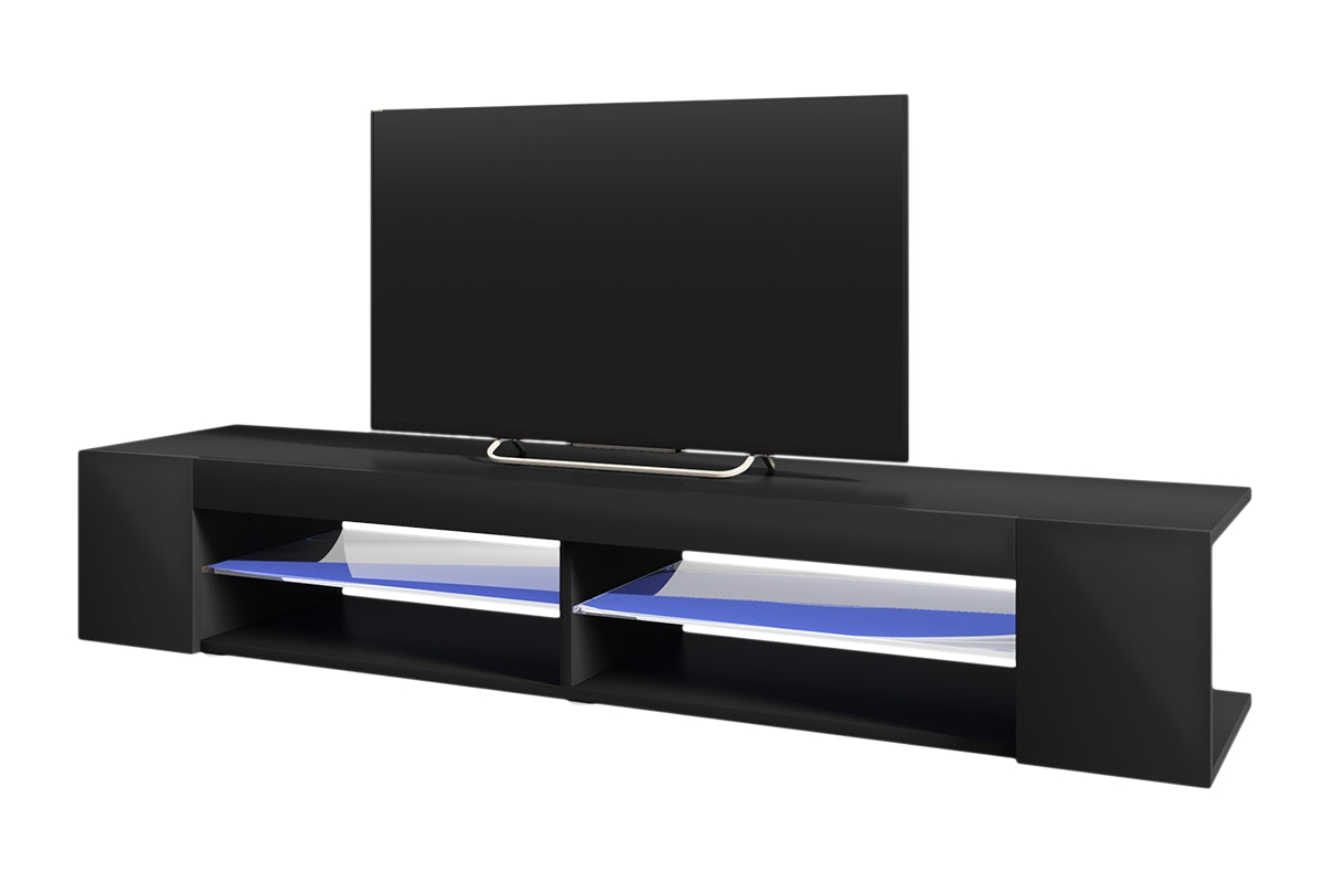 TV-Schrank Mitchell 180 cm Schwarz matt / Schwarz glänzend