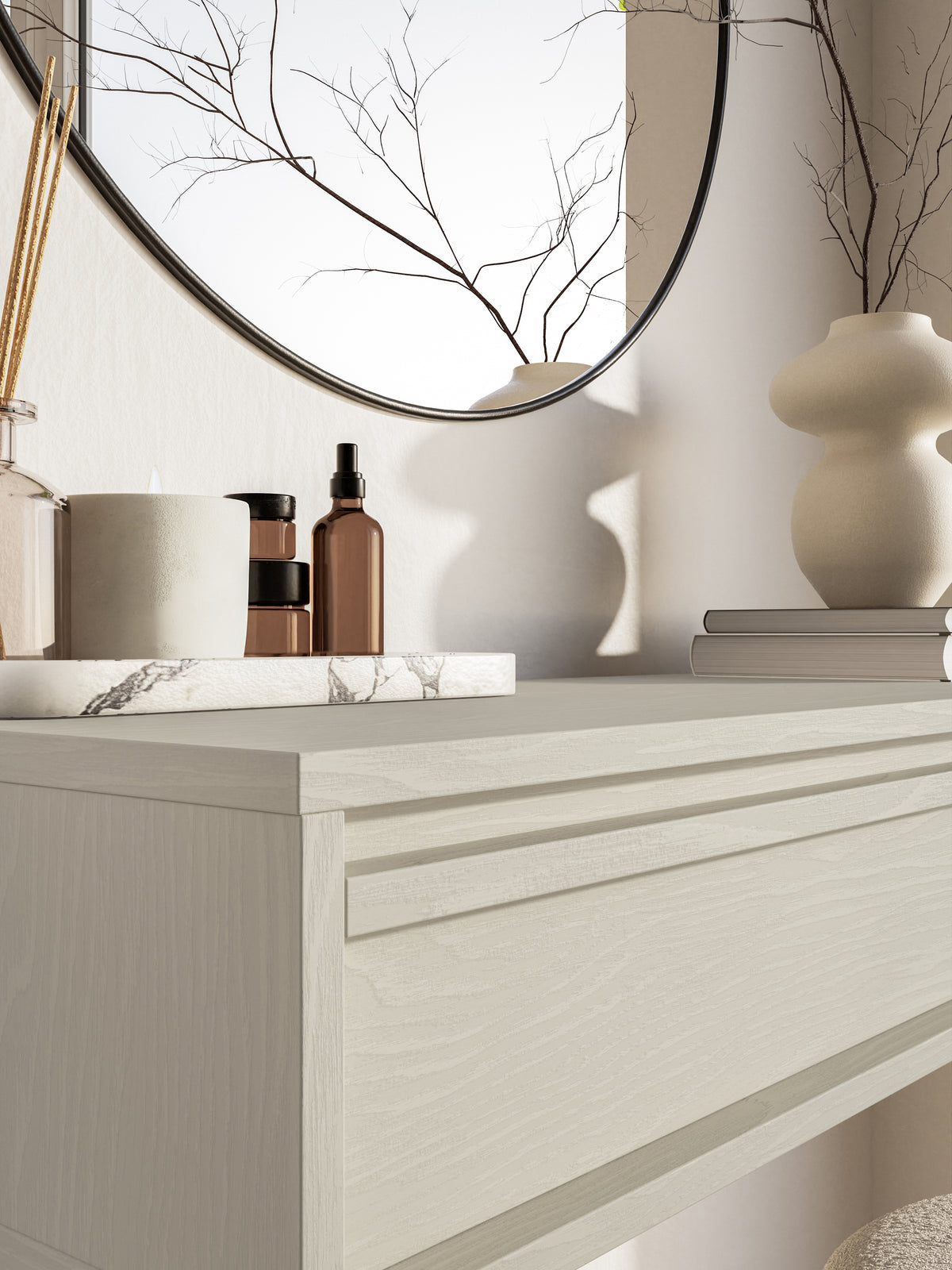 Console Evo suspendue avec tiroir 90 cm Beige sable