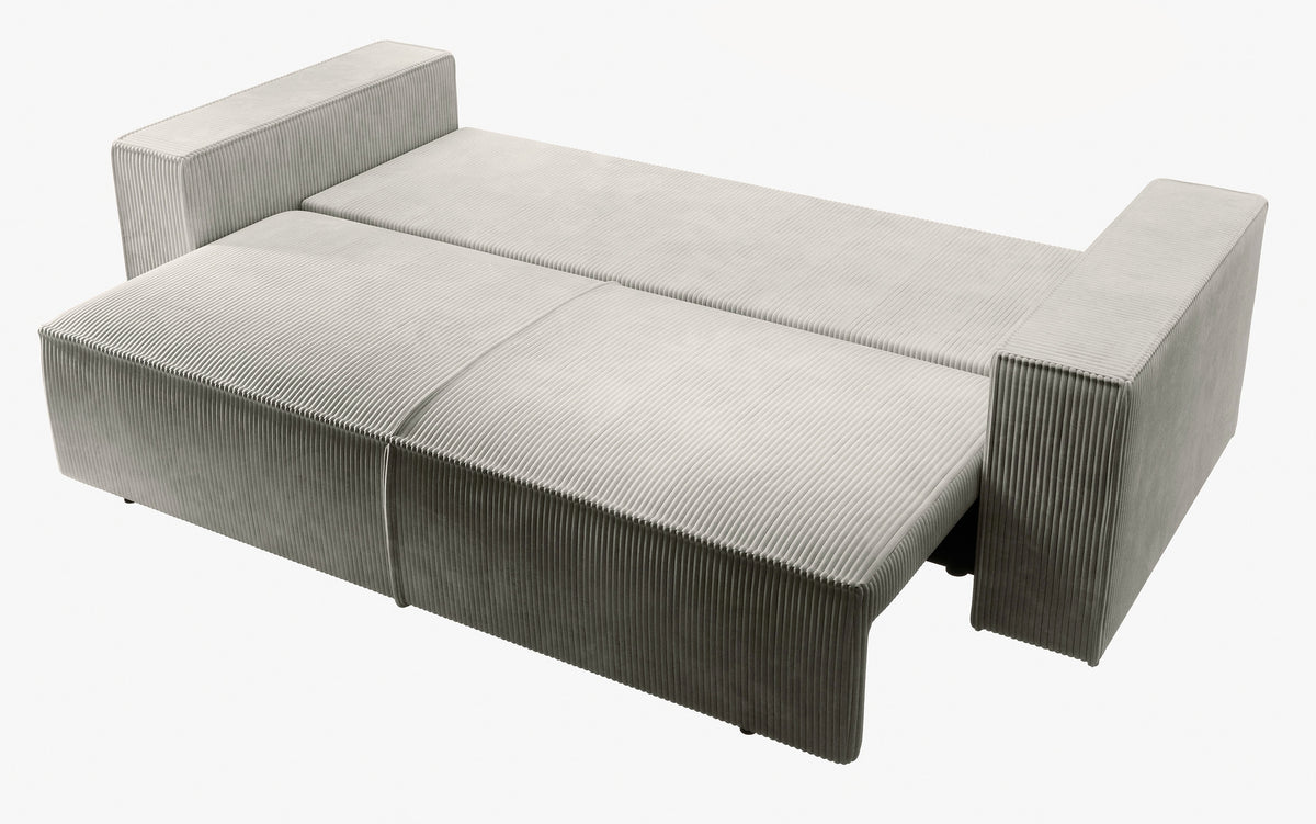 Drei-Sitzer-Schlafsofa Farese mit Stauraum, cremefarbener Cord