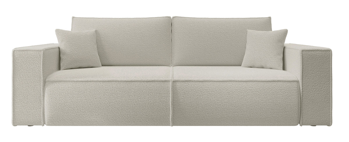 Canapé convertible 3 places Farese avec coffre beige boucle