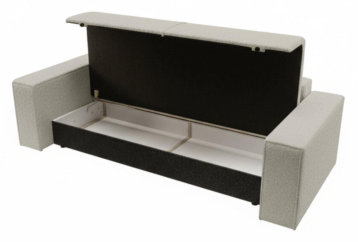 Canapé convertible 3 places Farese avec coffre beige boucle