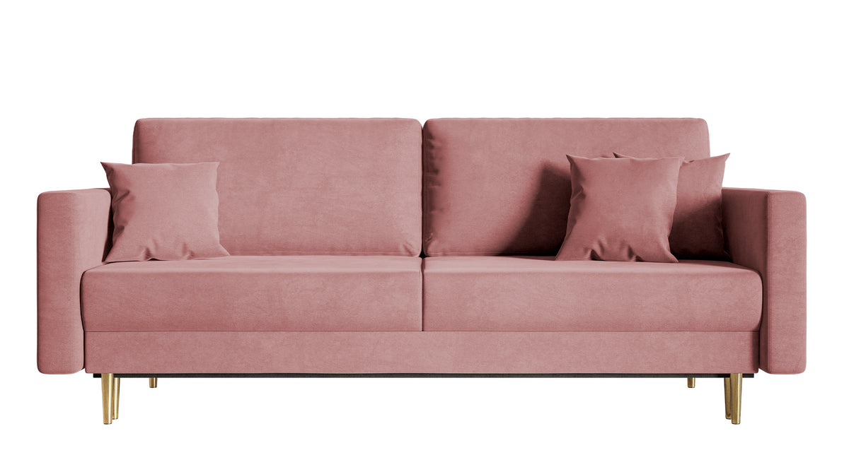 Canapé convertible 3 places Valico velours rose hydrofuge