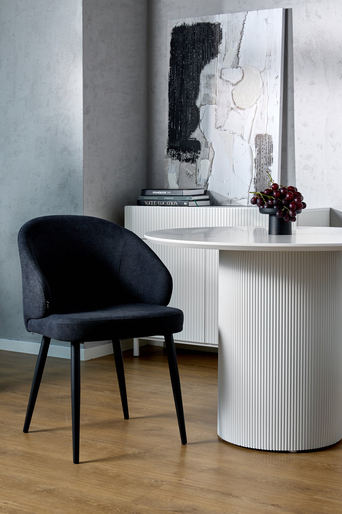 Chaise tapissée Atiblle en tissage graphite