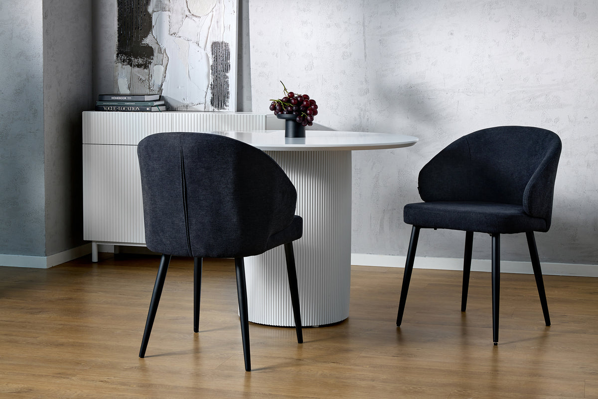 Chaise tapissée Atiblle en tissage graphite