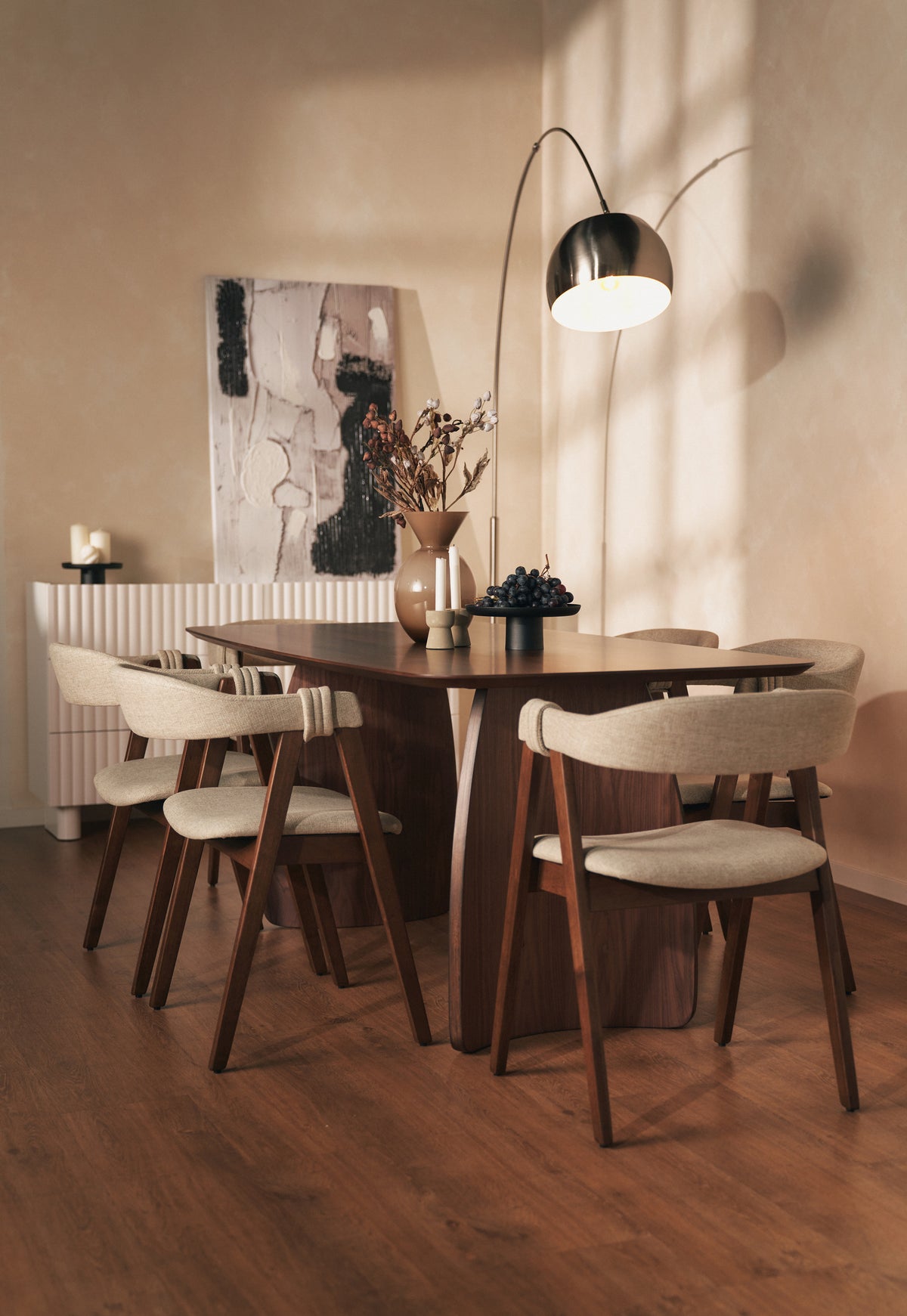 Chaise en bois pour salle à manger Inneles noyer/beige