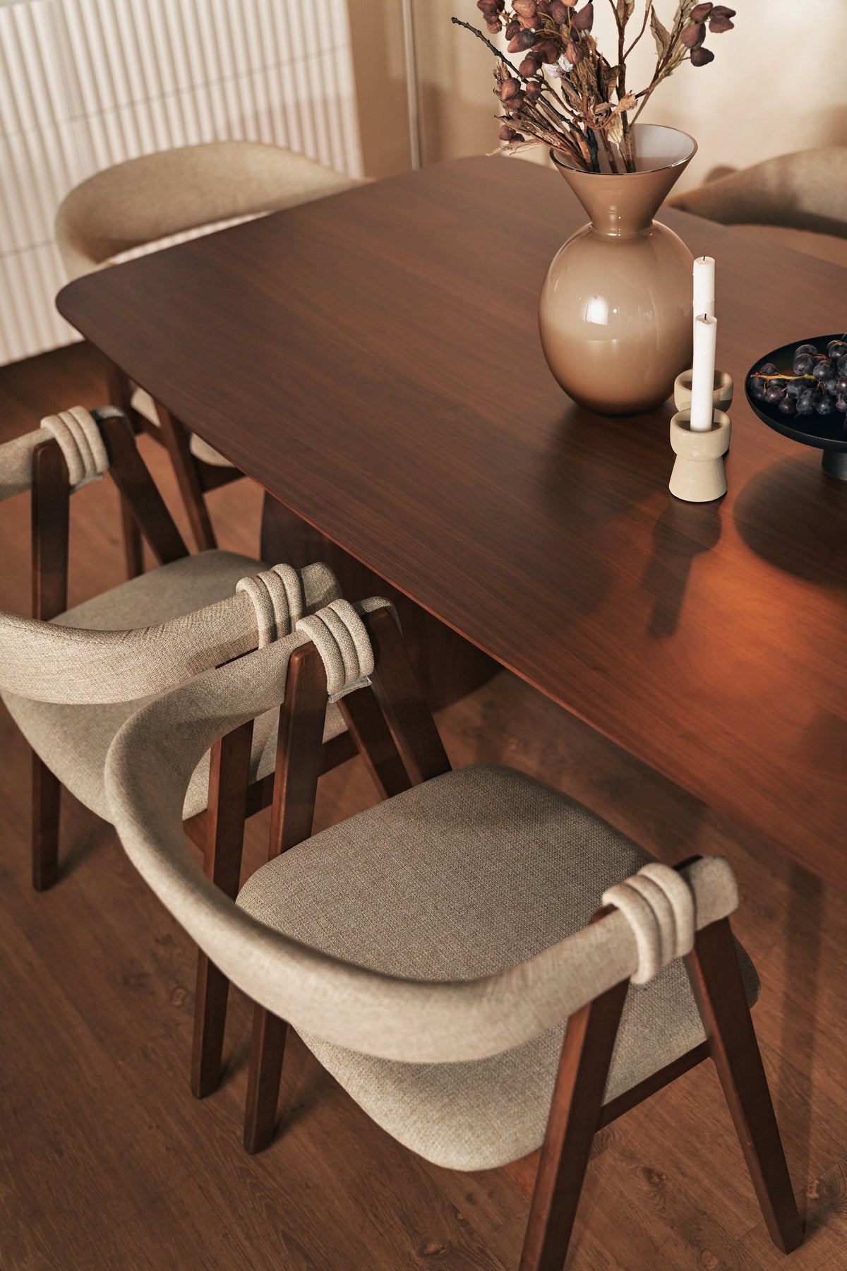 Chaise en bois pour salle à manger Inneles noyer/beige