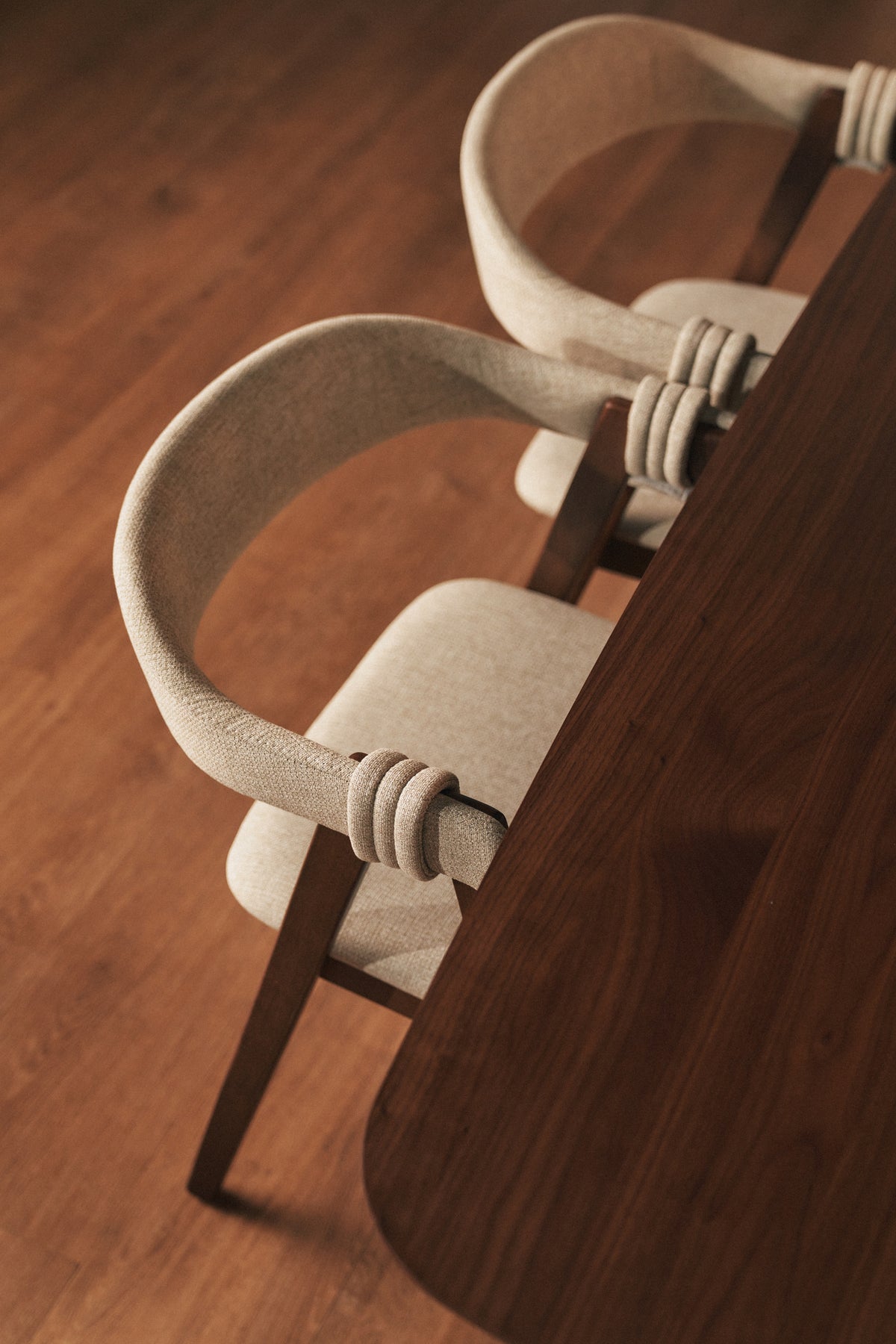 Chaise en bois pour salle à manger Inneles noyer/beige