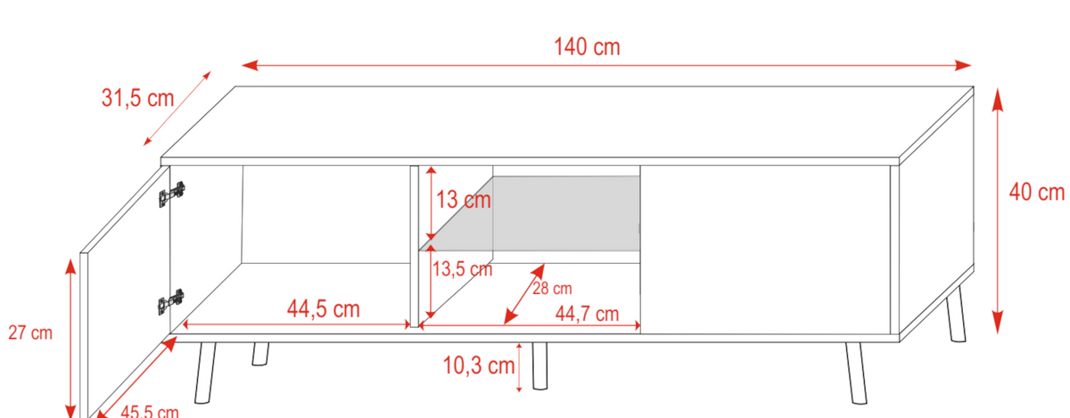 TV-Schrank Lefyr 140 cm Grau Beige