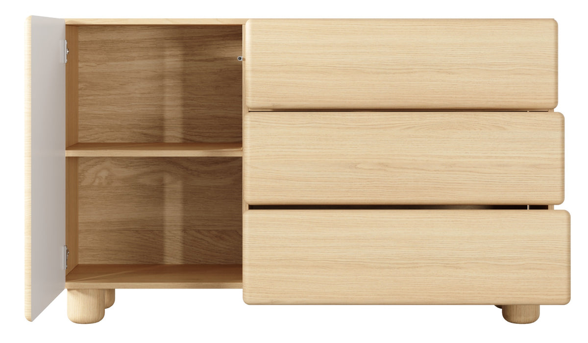 Commode 1 porte Lomo avec trois tiroirs 130 cm chêne Vicenza