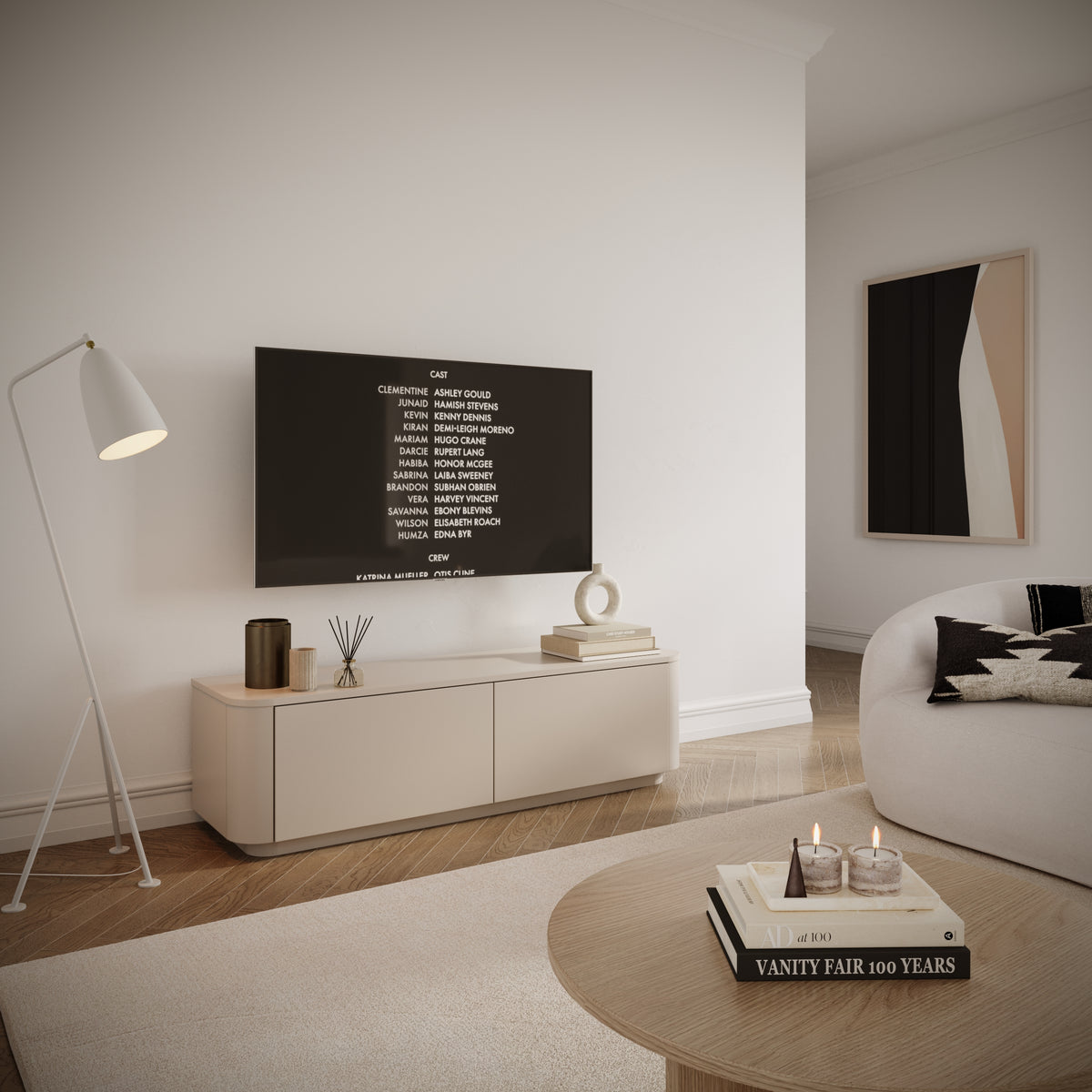 Meuble TV Luvio suspendu et sur pied 140 cm cachemire