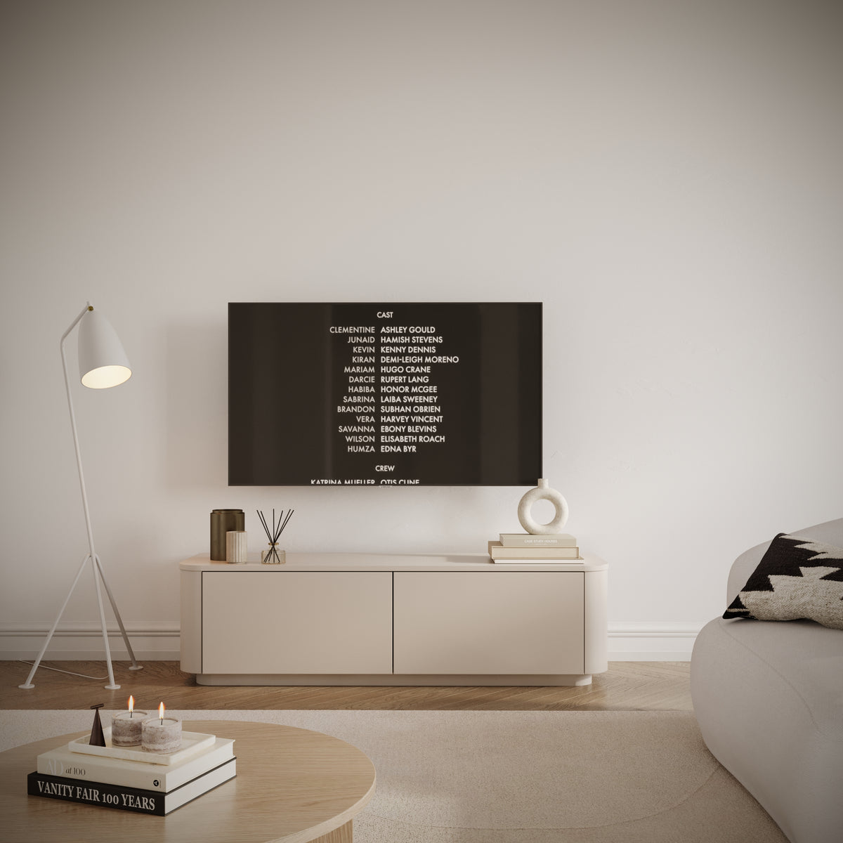 Meuble TV Luvio suspendu et sur pied 140 cm cachemire