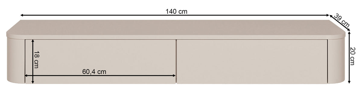 Meuble TV suspendu Luvio Slim 140 cm cachemire
