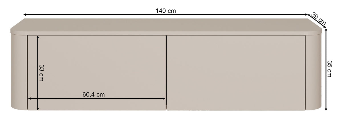 Meuble TV Luvio suspendu et sur pied 140 cm cachemire