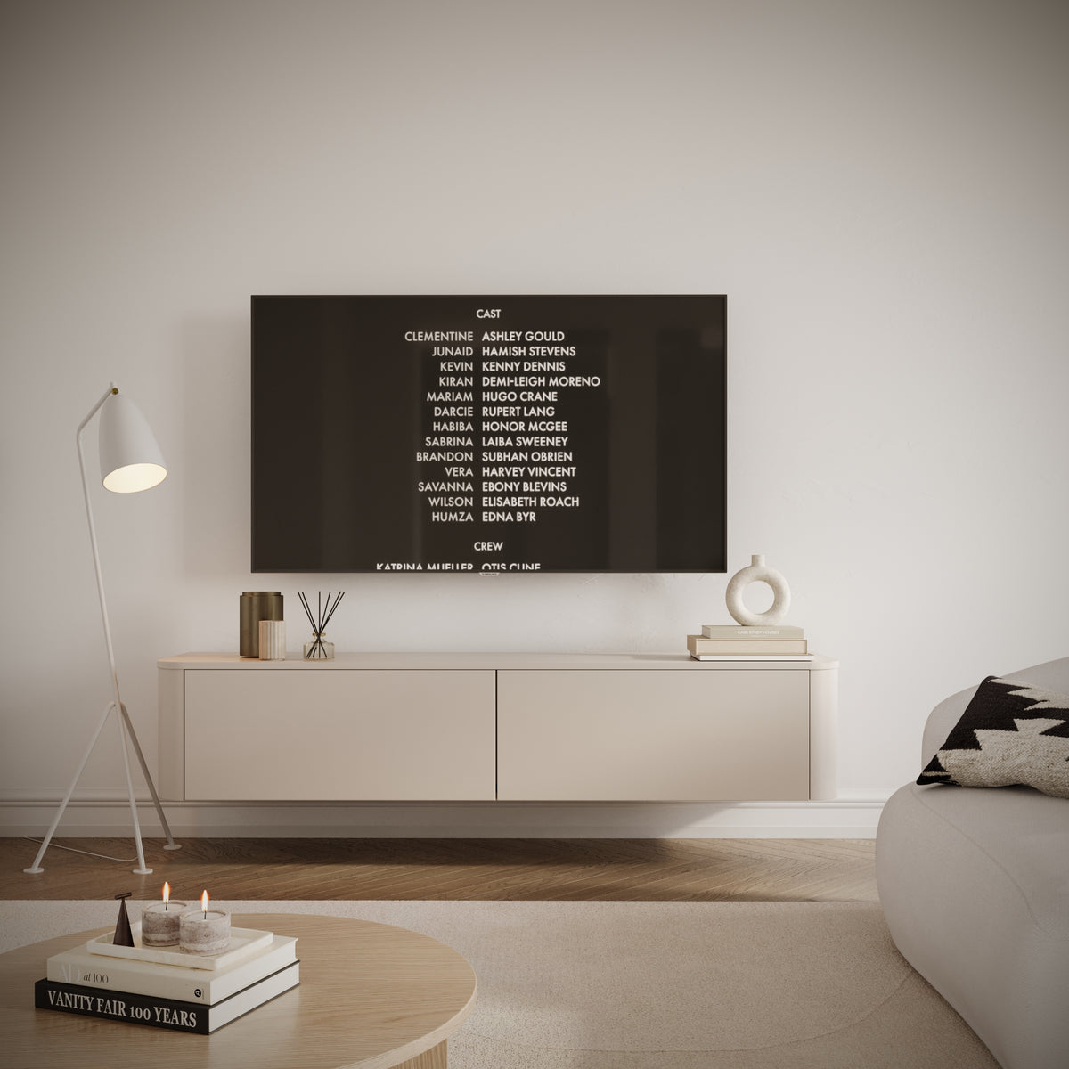 Meuble TV Luvio suspendu et sur pied 175 cm cachemire