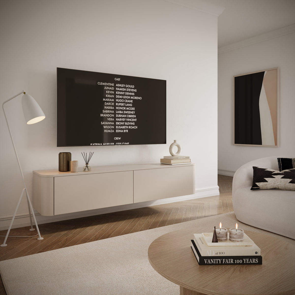 Meuble TV Luvio suspendu et sur pied 175 cm cachemire