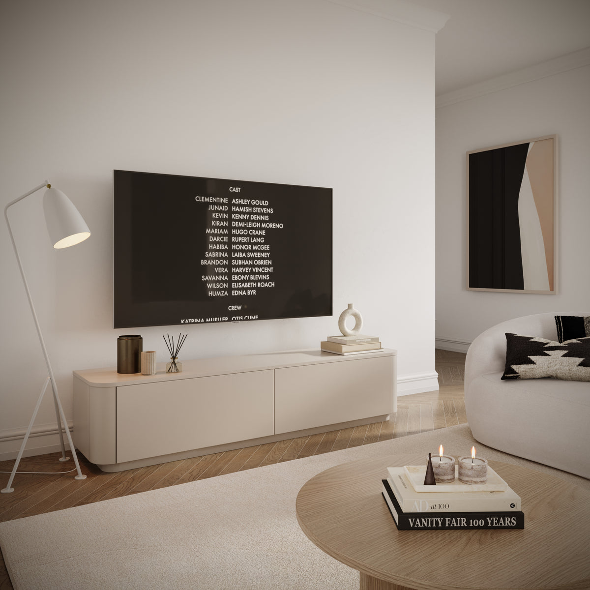 Meuble TV Luvio suspendu et sur pied 175 cm cachemire