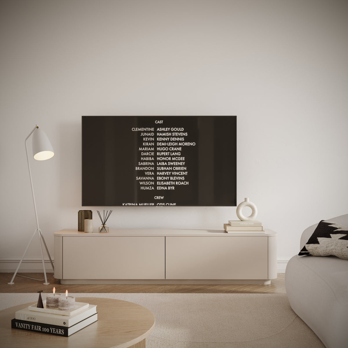 Meuble TV Luvio suspendu et sur pied 175 cm cachemire