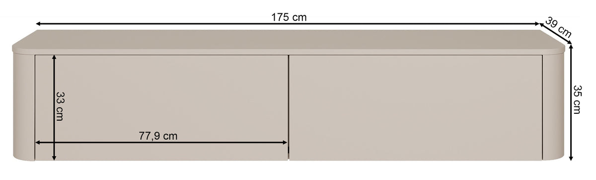 Meuble TV Luvio suspendu et sur pied 175 cm cachemire