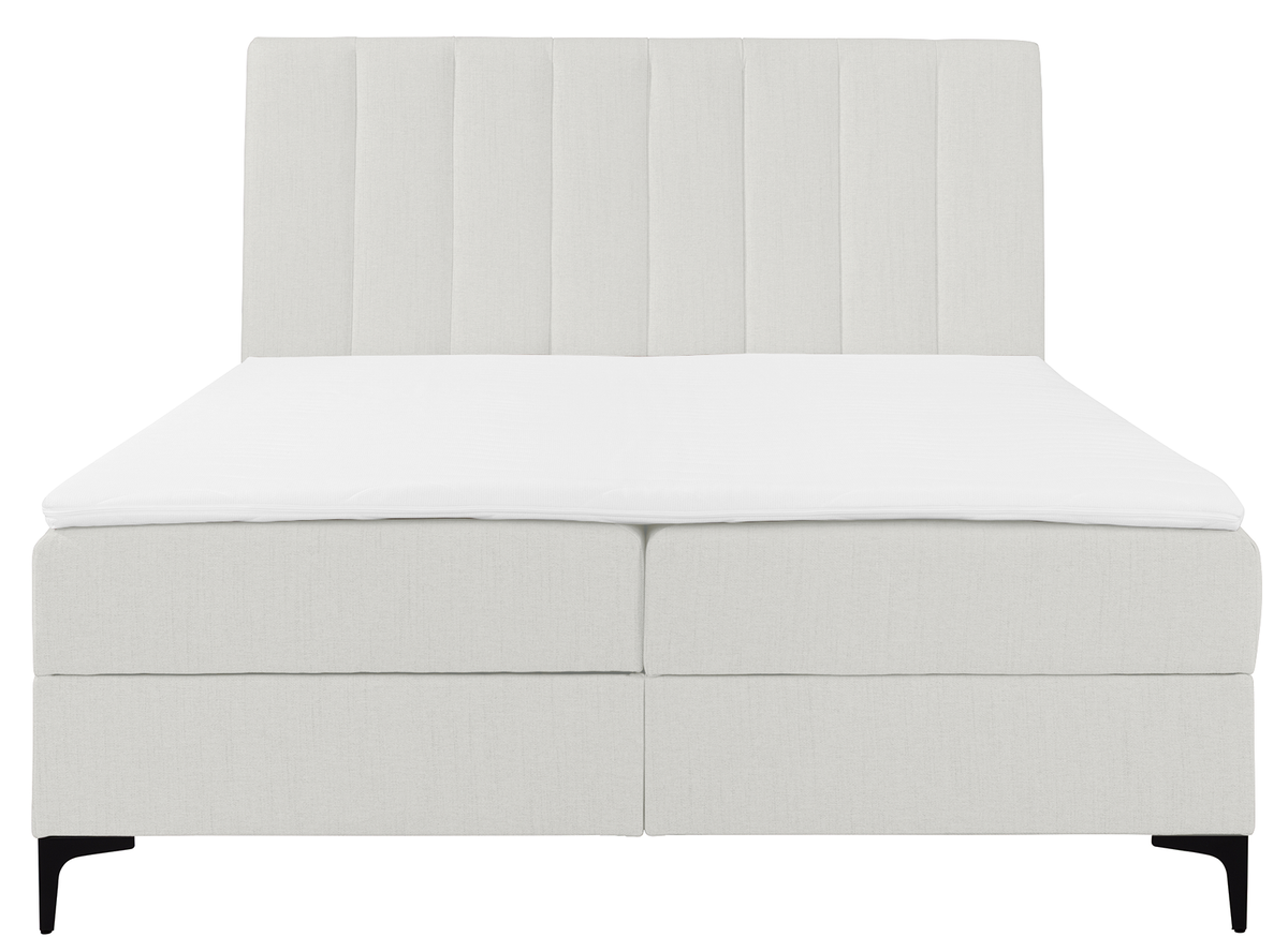 Kontinentales Bett 140x200 cm Lorentes mit Stauraum und Topper, cremefarbenes Geflecht