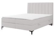 Lit continental 180x200 cm Lorentes avec rangement et surmatelas, tissage beige clair