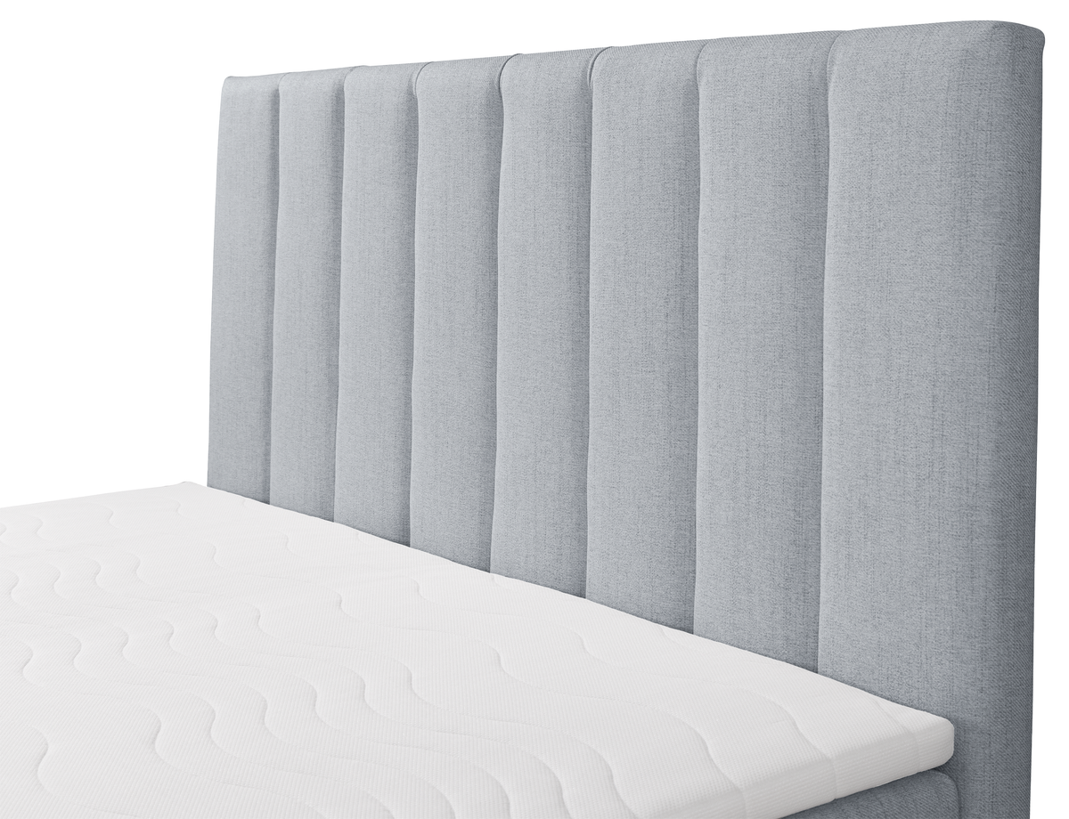 Kontinentalbett 160x200 cm Lorentes mit Stauraum und Topper, hellgraues Geflecht