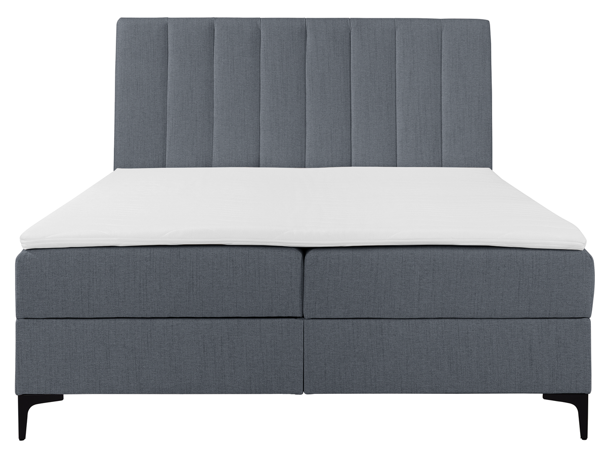 Lit continental 180x200 cm Lorentes avec rangement et surmatelas, tissage gris foncé