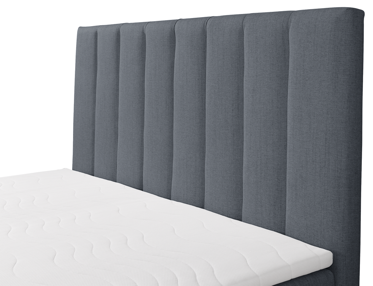 Lit continental 180x200 cm Lorentes avec rangement et surmatelas, tissage gris foncé
