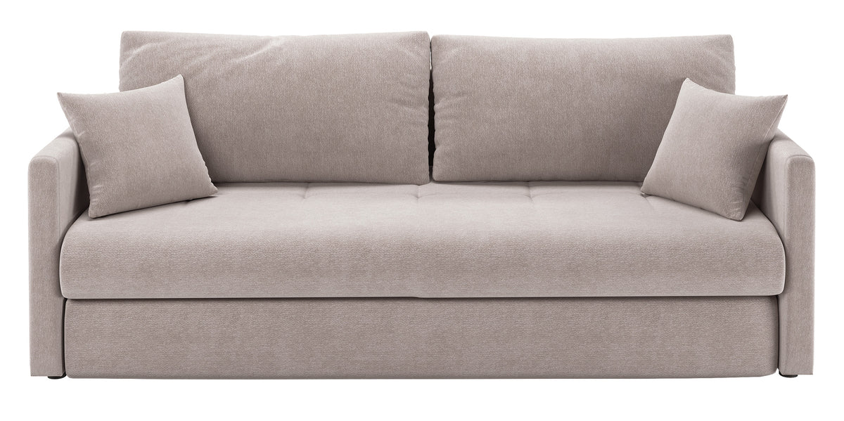 Dreisitziges Schlafsofa Lorro mit Stauraum, grau-beige Chenille