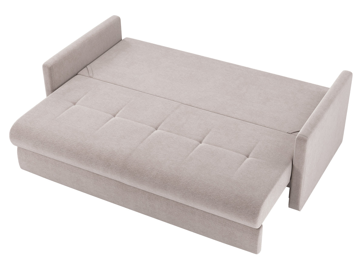 Dreisitziges Schlafsofa Lorro mit Stauraum, grau-beige Chenille