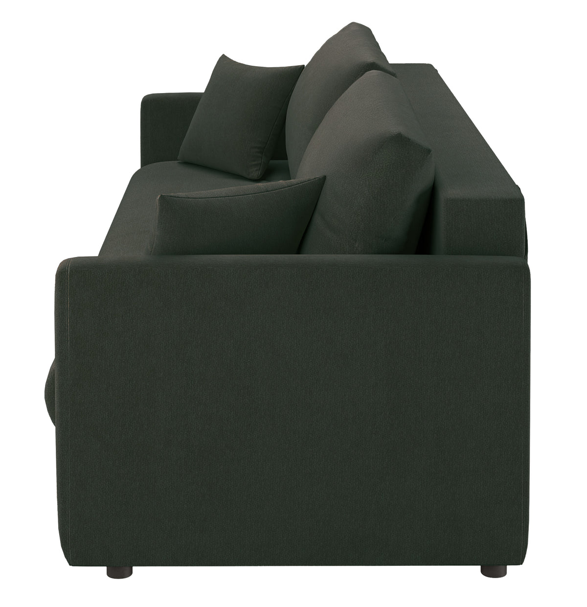 Dreisitziges ausklappbares Sofa Lorro mit Stauraum, dunkelgrüner Chenille-Bezug