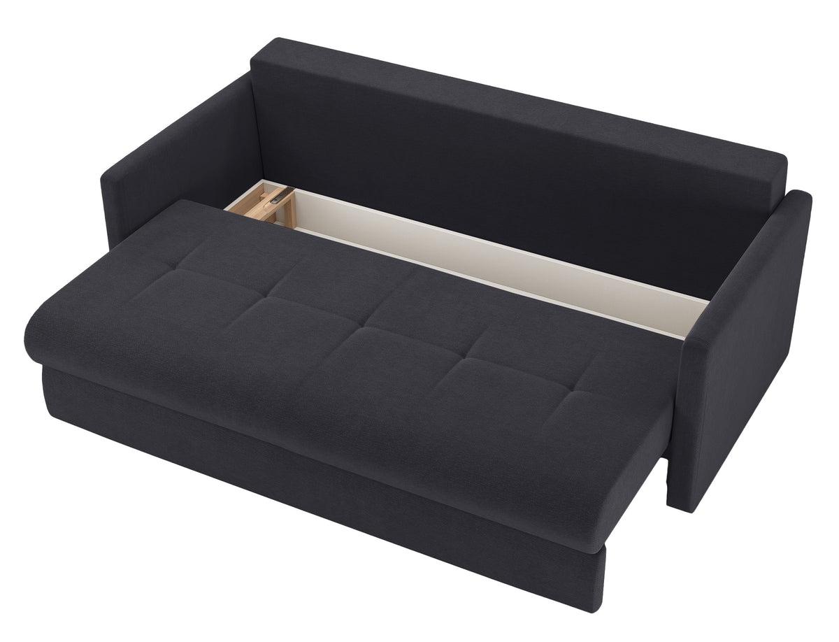 Dreisitziges ausklappbares Sofa Lorro mit Stauraum, Graphit Chenille