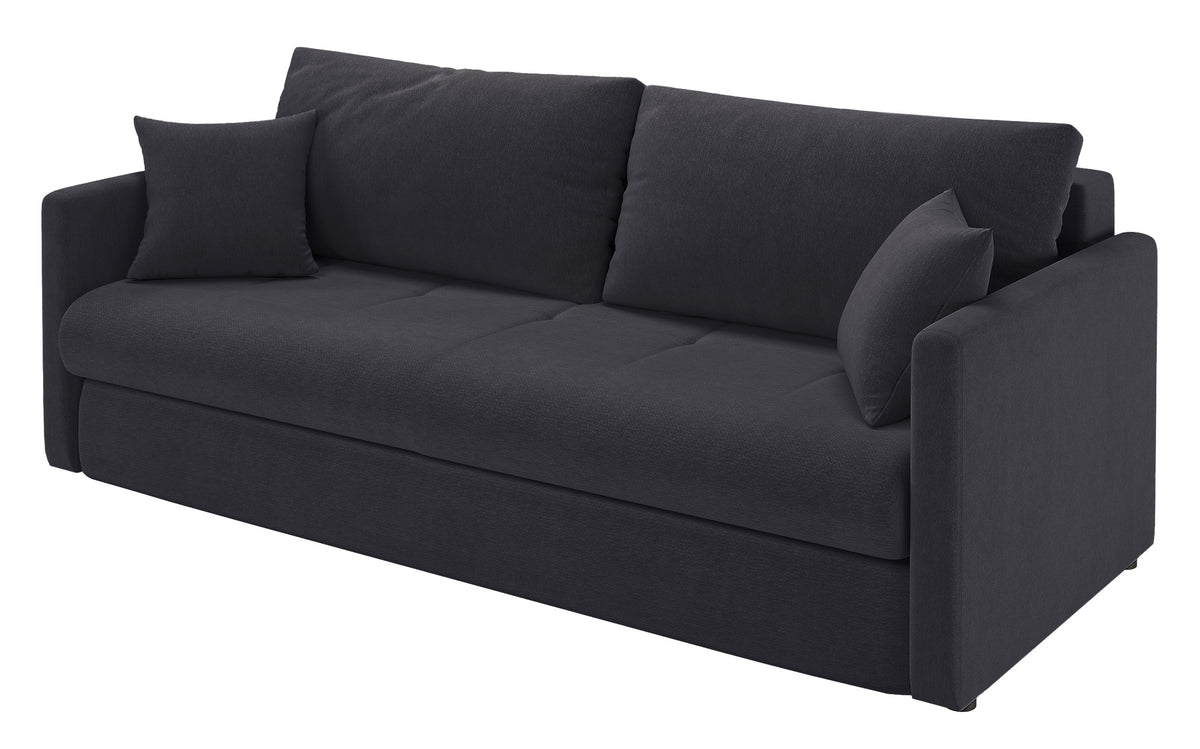 Dreisitziges ausklappbares Sofa Lorro mit Stauraum, Graphit Chenille