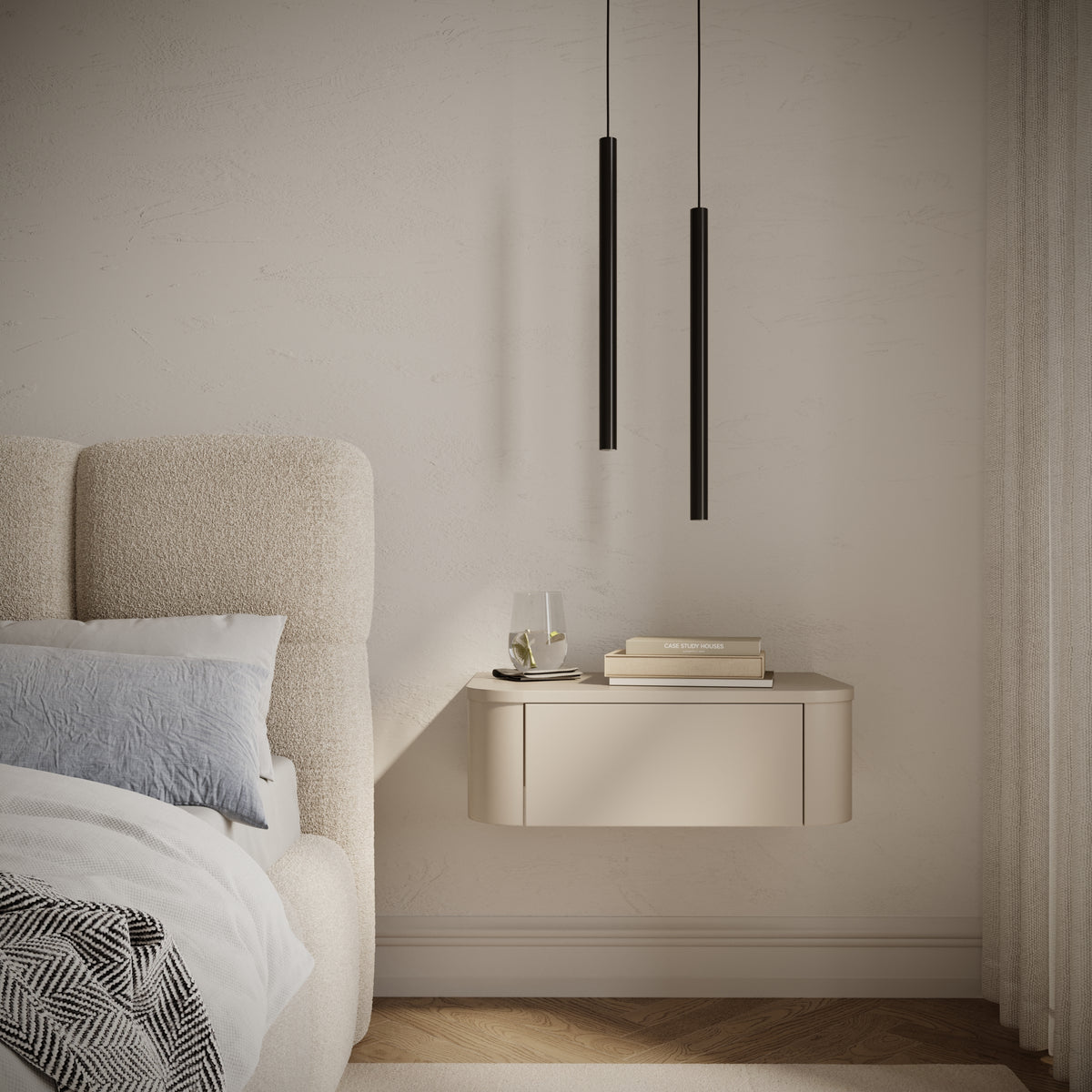 Ensemble de deux tables de chevet suspendues Luvio avec tiroirs 59 cm cachemire