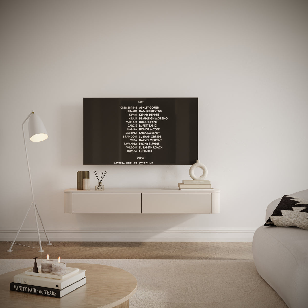 Meuble TV suspendu Luvio Slim 140 cm cachemire