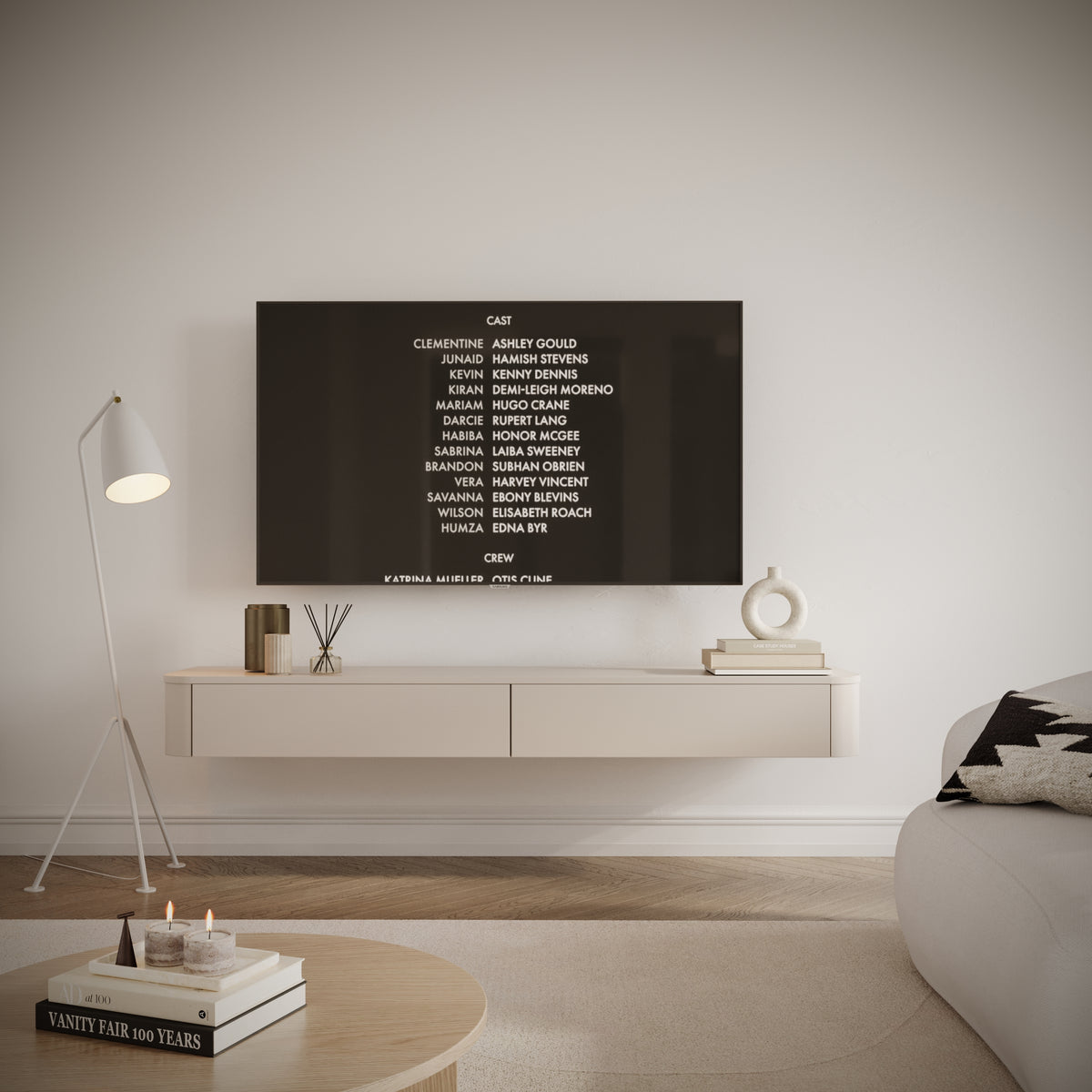 Meuble TV suspendu Luvio Slim 175 cm cachemire