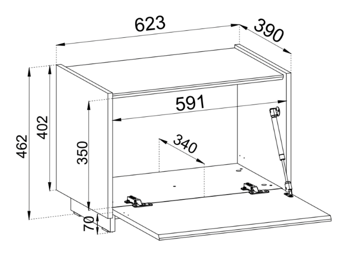 Table de chevet Magro suspendue et sur pied 62 cm cachemire