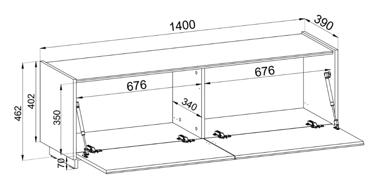 Meuble TV Magro suspendu et sur pied 140 cm cachemire