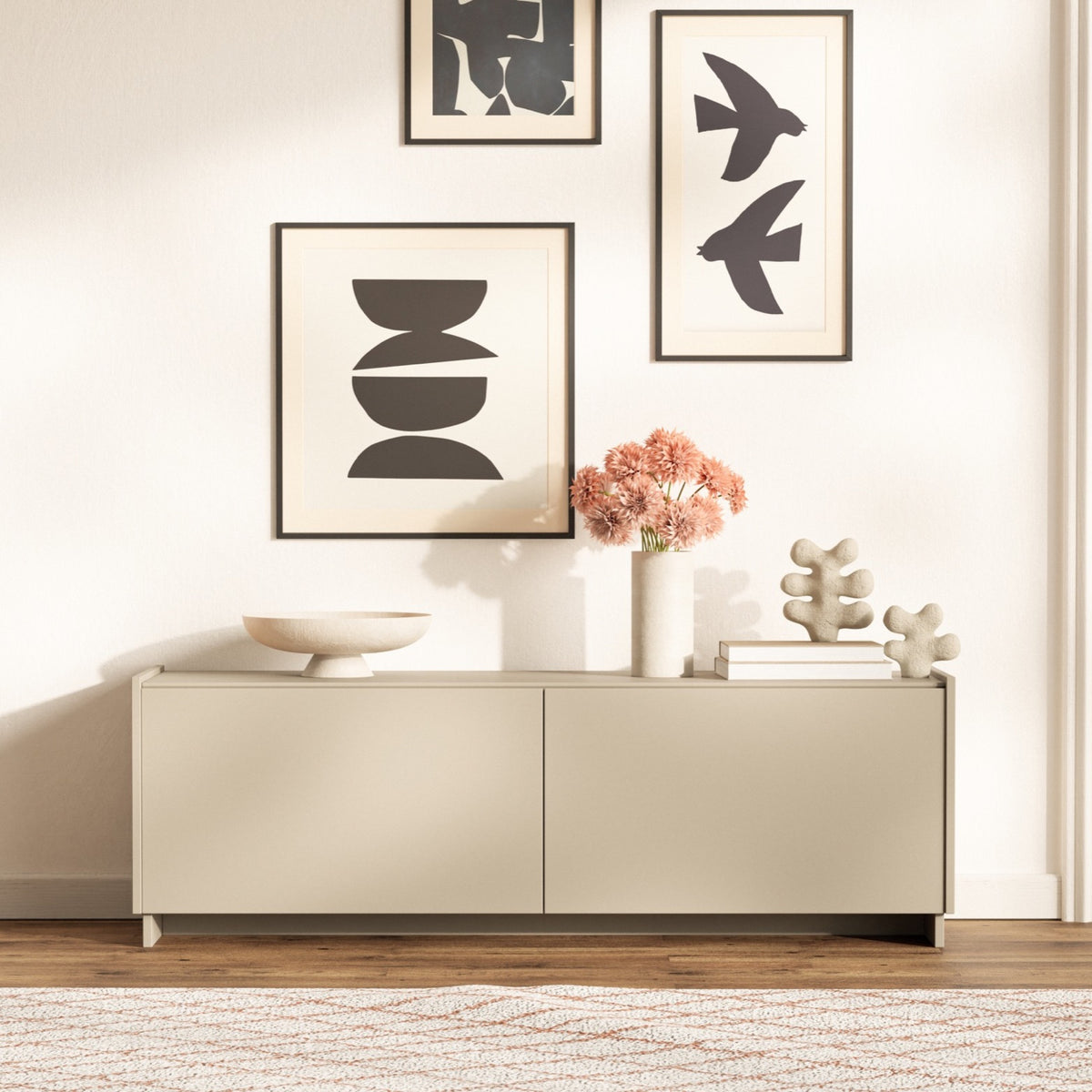 Meuble TV Magro suspendu et sur pied 140 cm cachemire