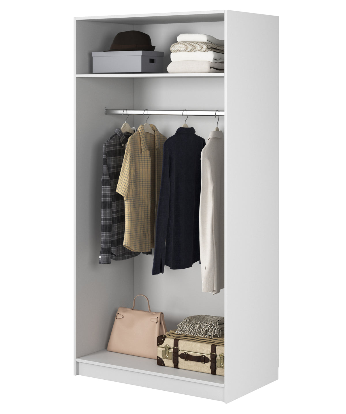 Armoire deux portes Moonir avec tringle 100 cm Blanche